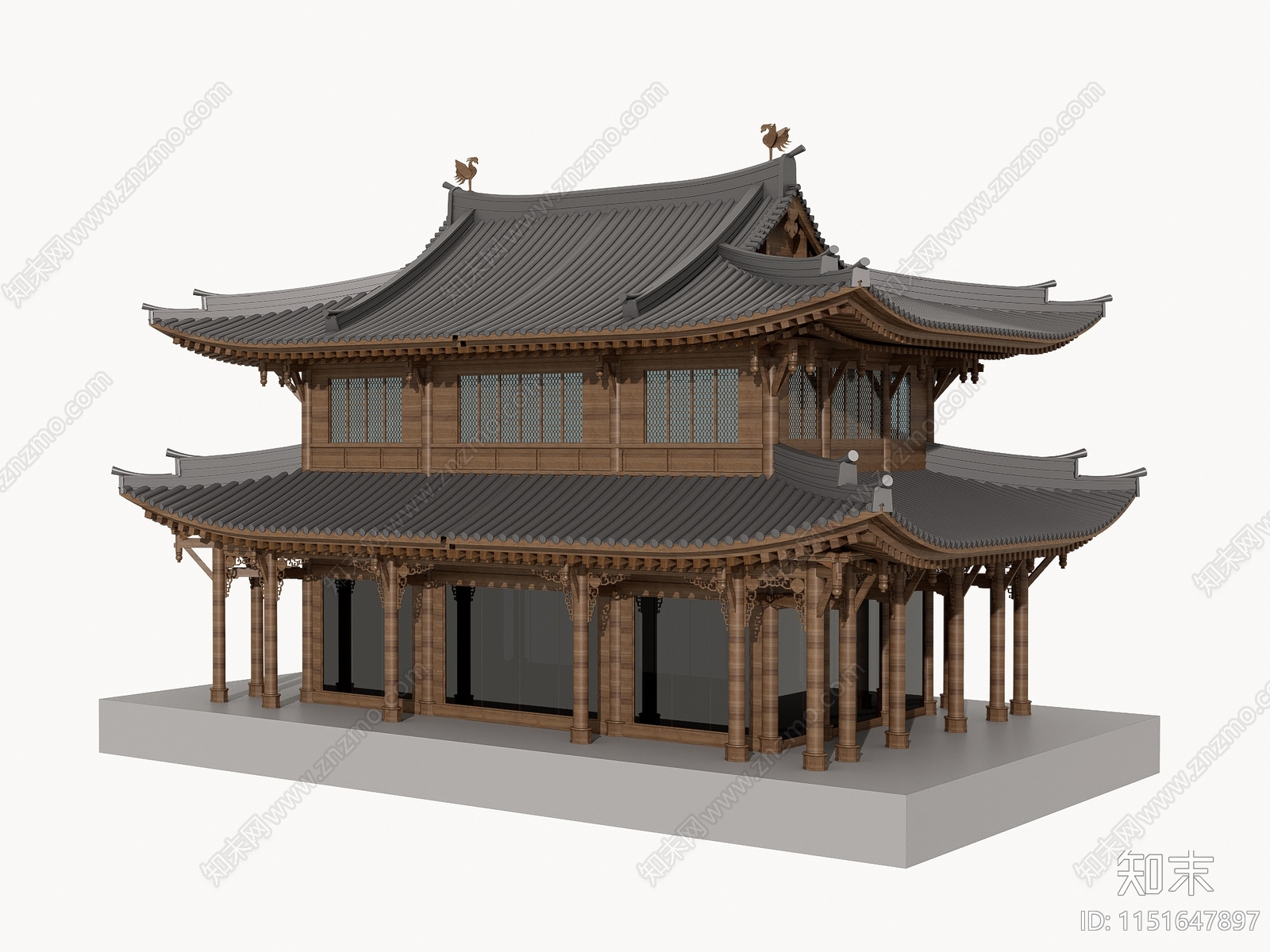 中式寺庙建筑SU模型下载【ID:1151647897】