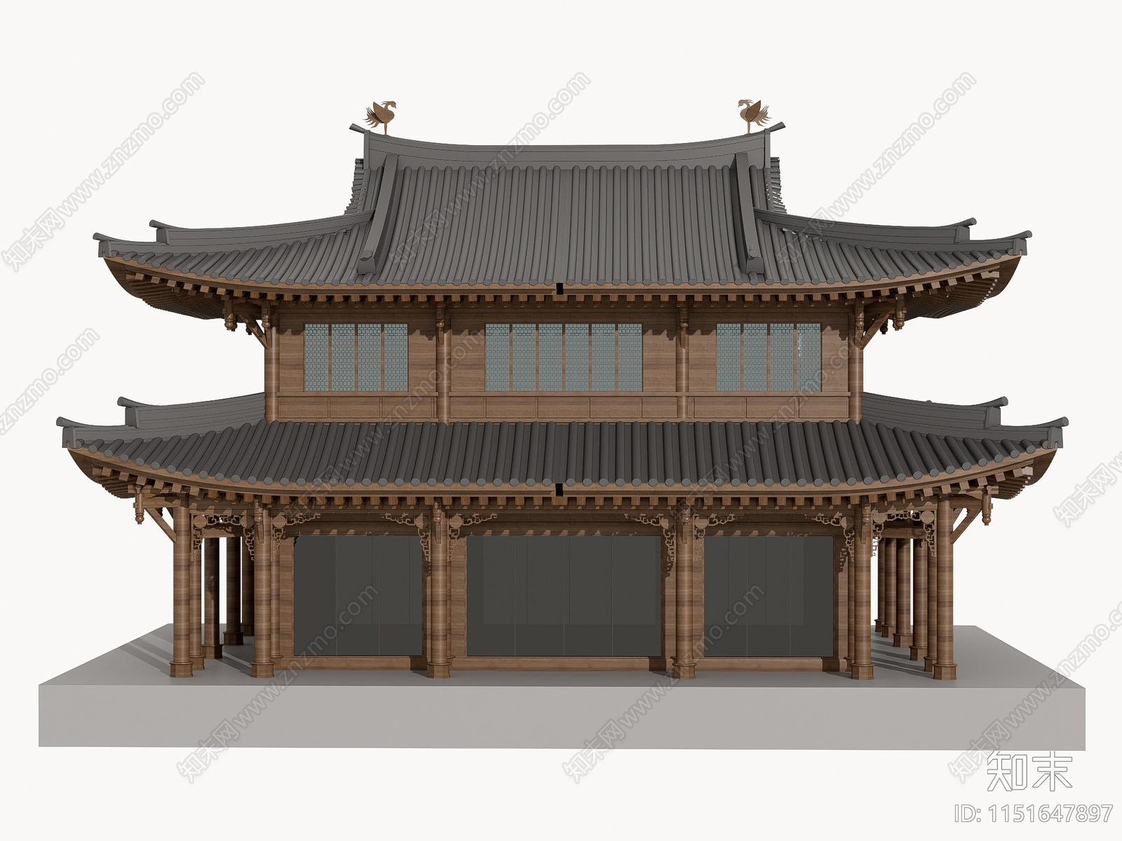 中式寺庙建筑SU模型下载【ID:1151647897】