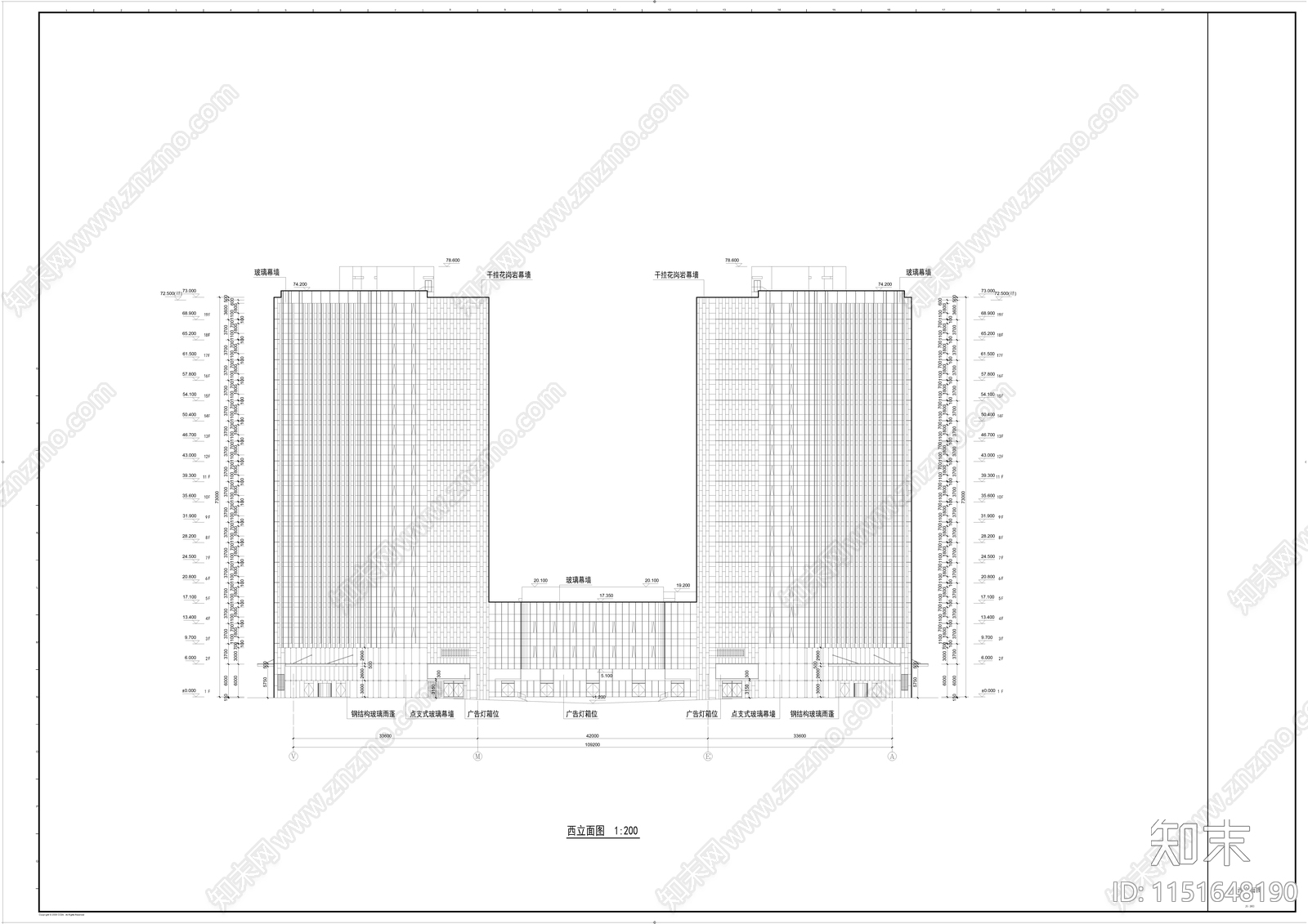 中惠熙元银河商务综合体cad施工图下载【ID:1151648190】