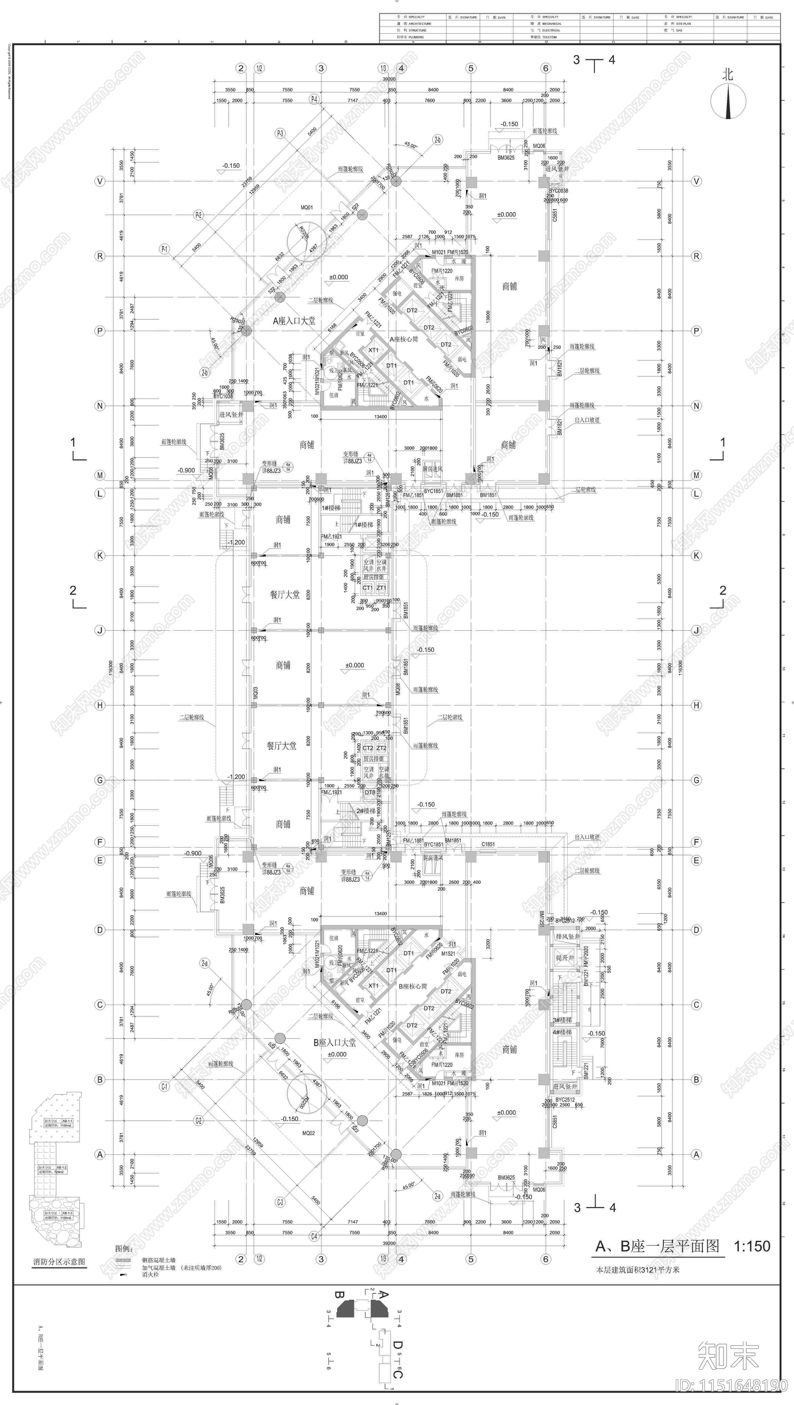 中惠熙元银河商务综合体cad施工图下载【ID:1151648190】