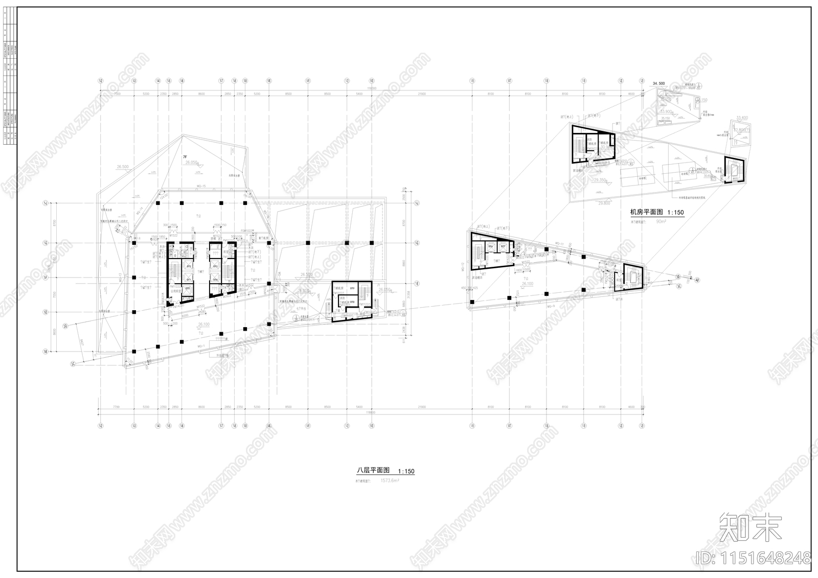 某高层办公楼建筑cad施工图下载【ID:1151648248】