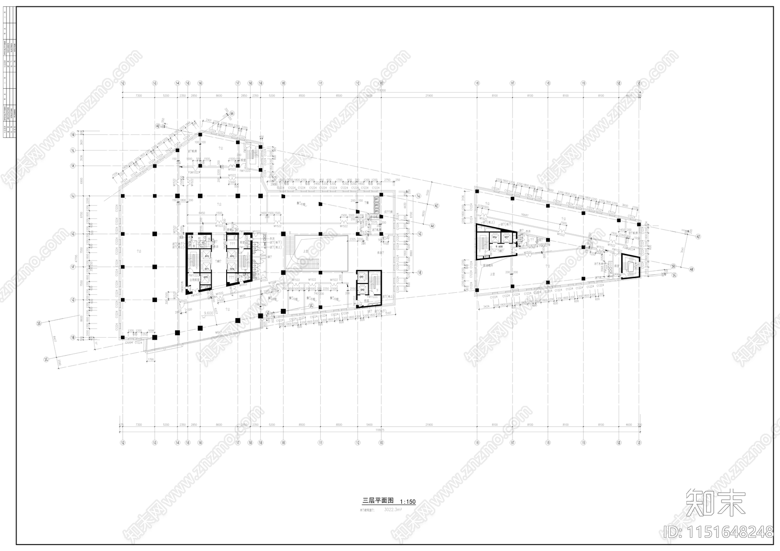 某高层办公楼建筑cad施工图下载【ID:1151648248】