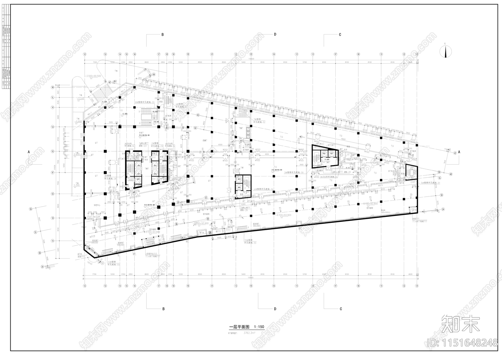 某高层办公楼建筑cad施工图下载【ID:1151648248】