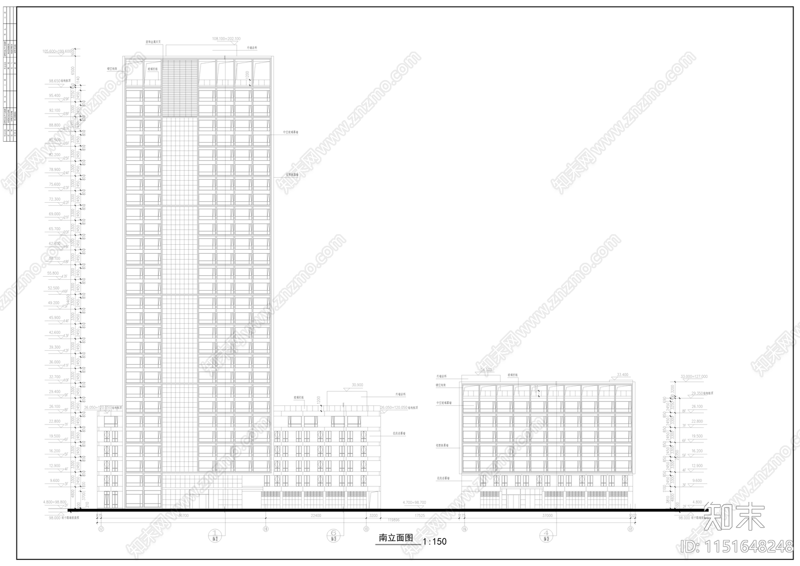 某高层办公楼建筑cad施工图下载【ID:1151648248】