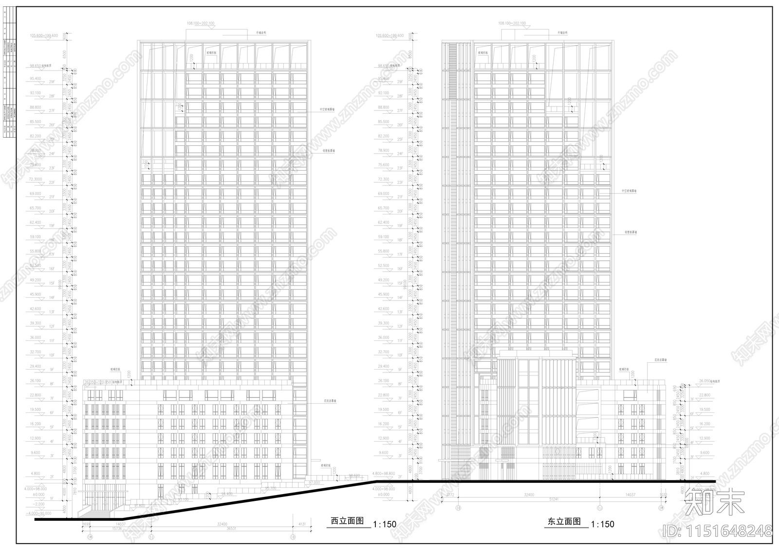 某高层办公楼建筑cad施工图下载【ID:1151648248】