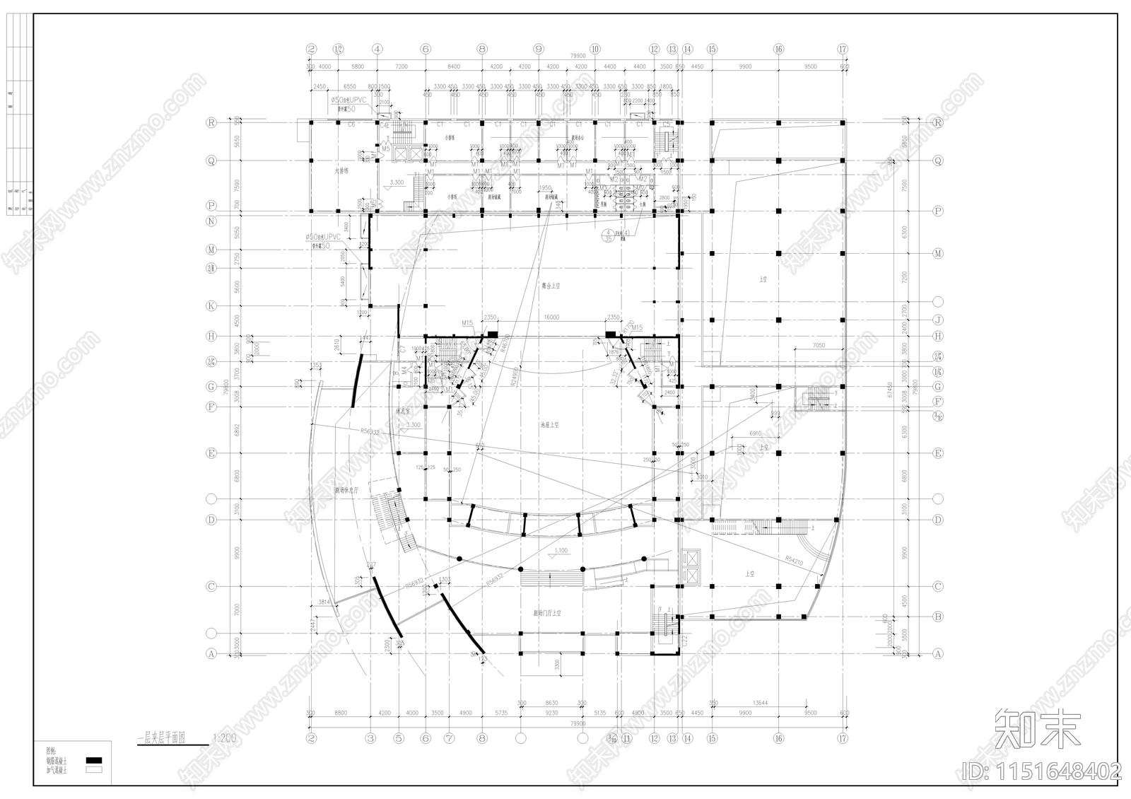 1200人影剧院建筑施工图下载【ID:1151648402】