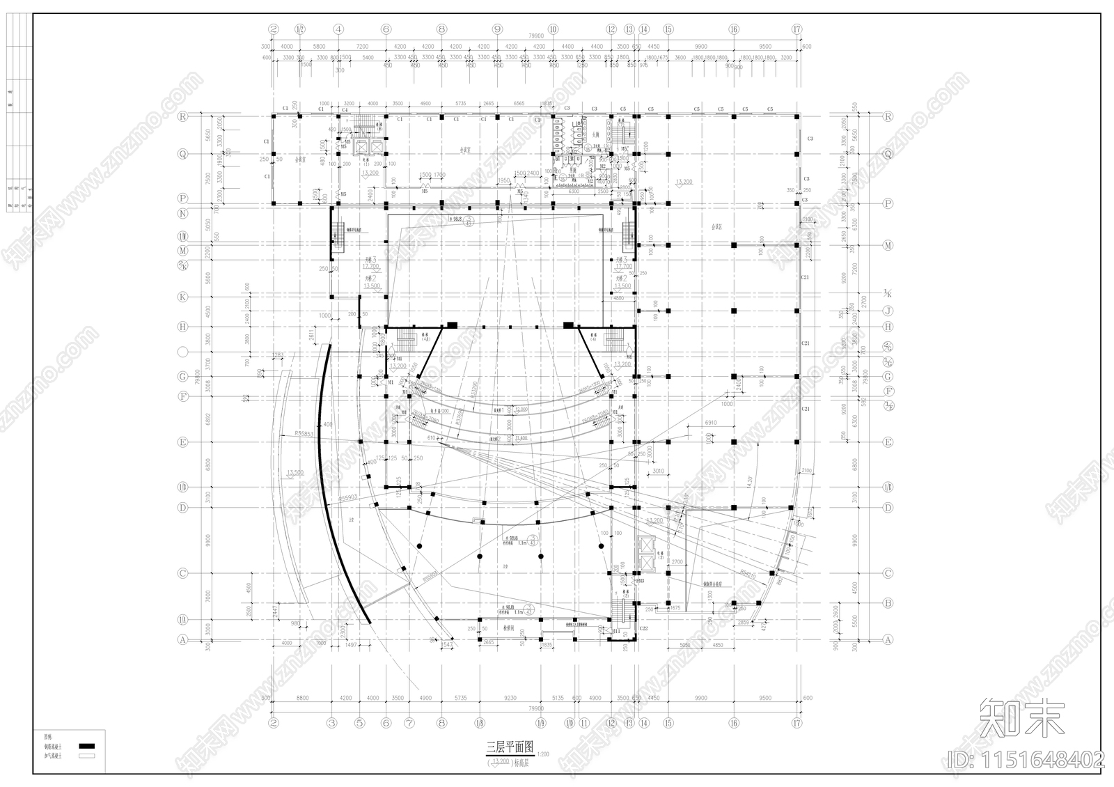1200人影剧院建筑cad施工图下载【ID:1151648402】