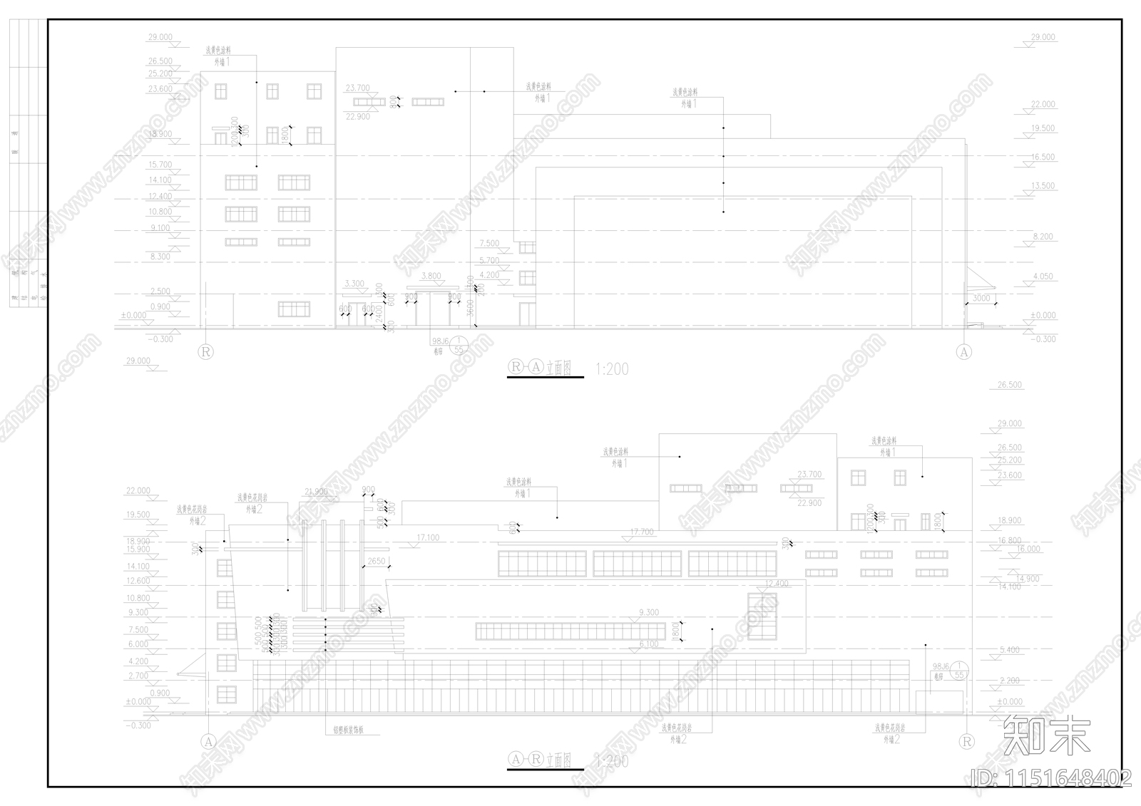 1200人影剧院建筑cad施工图下载【ID:1151648402】