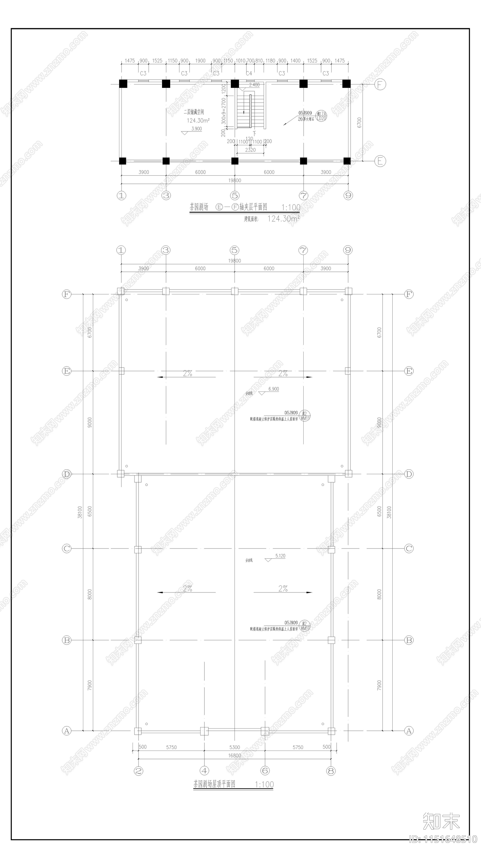 小型欧式风格茶园剧场建筑图纸施工图下载【ID:1151648510】
