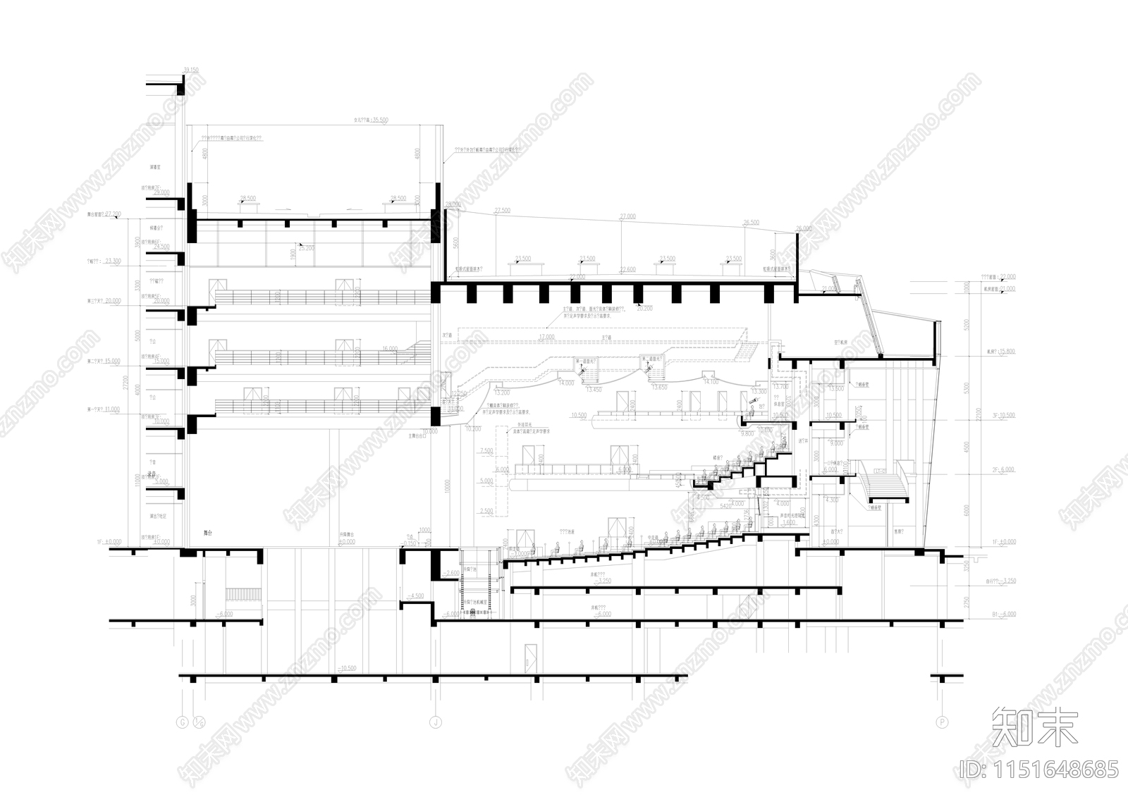 某五层小型剧场建筑设计方案图施工图下载【ID:1151648685】