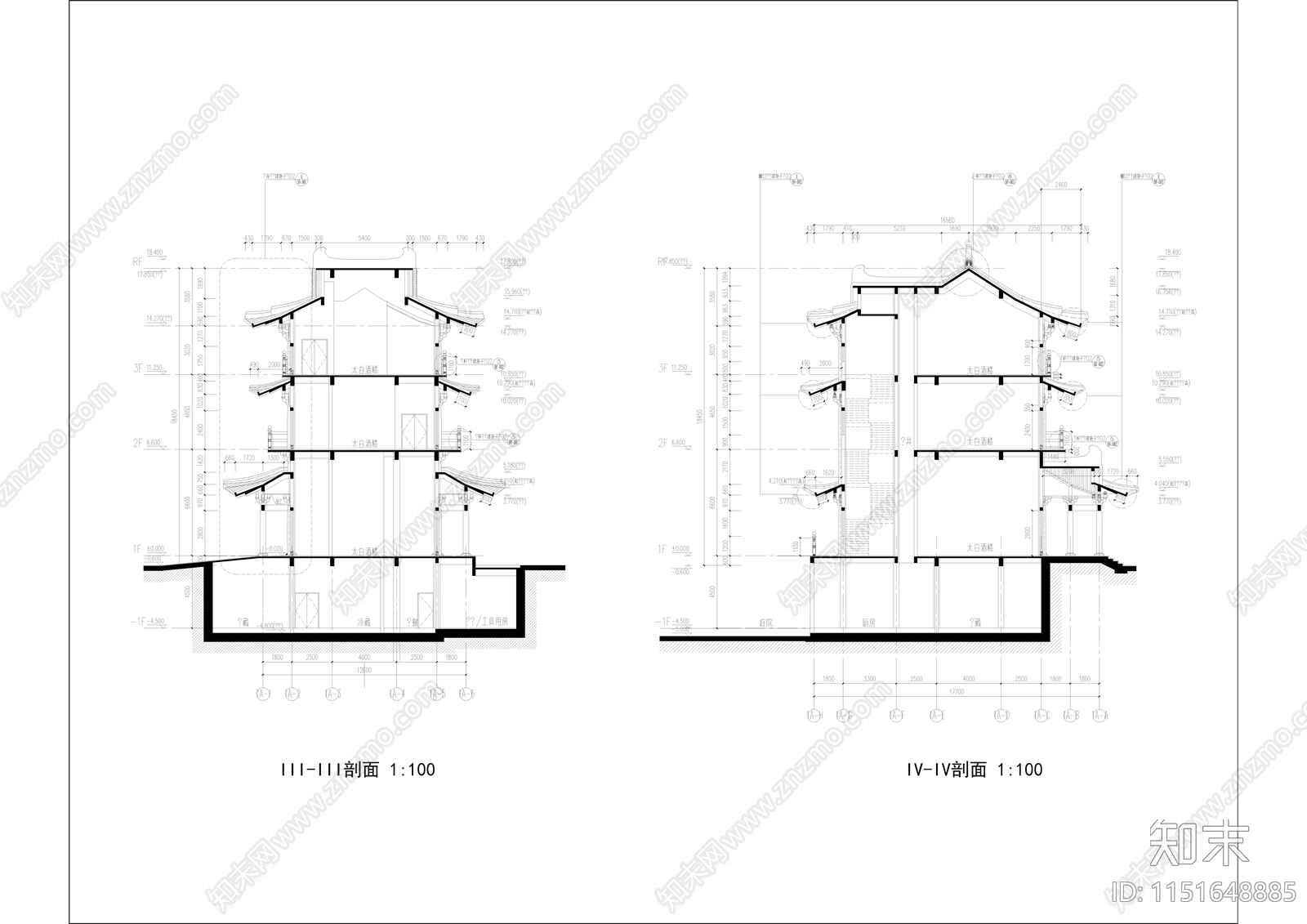 三层古典风格小型影视基地建筑施工图cad施工图下载【ID:1151648885】