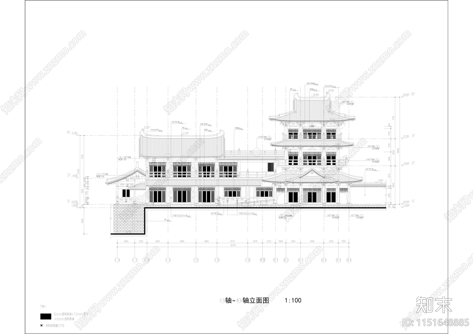 三层古典风格小型影视基地建筑施工图cad施工图下载【ID:1151648885】