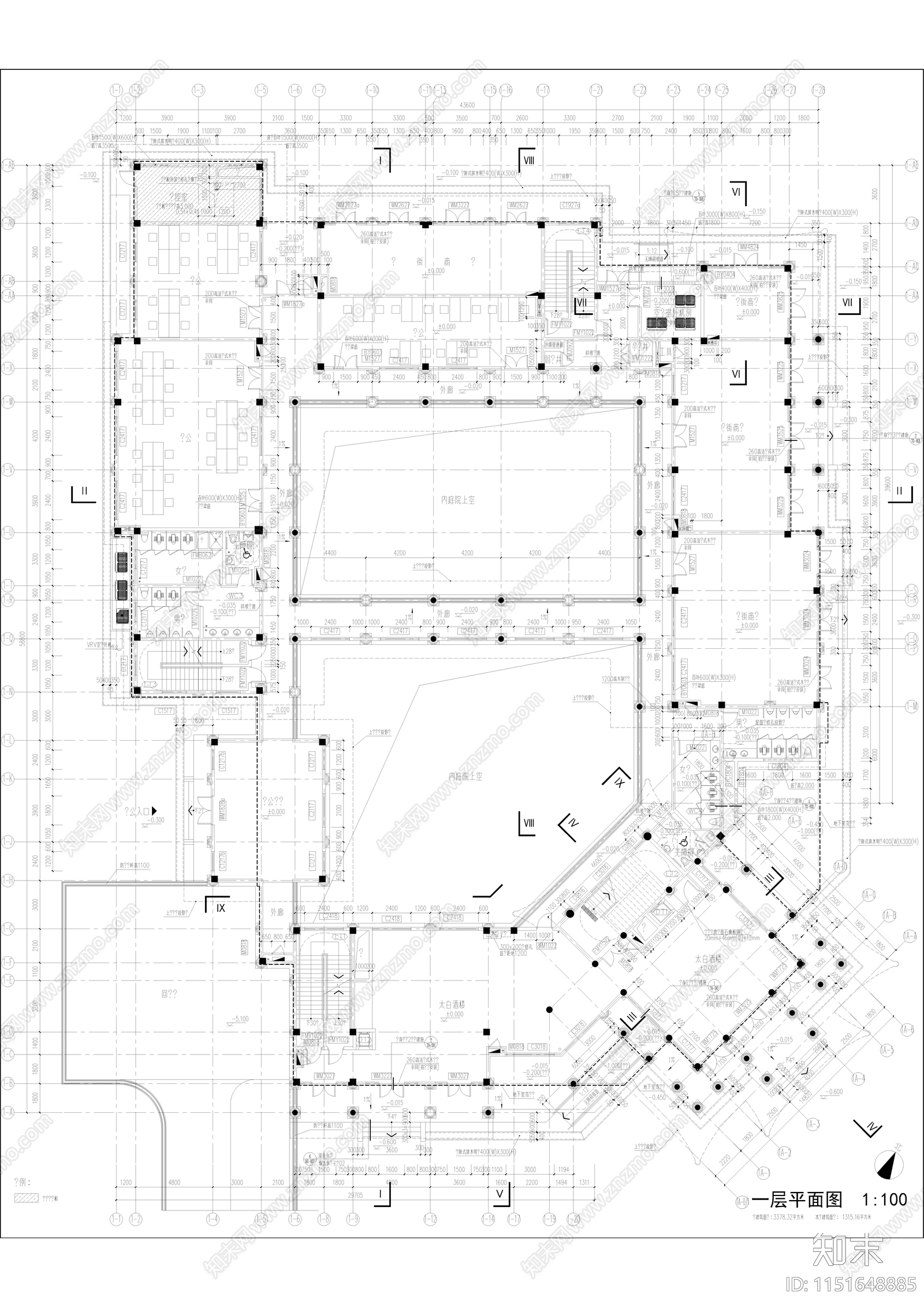 三层古典风格小型影视基地建筑施工图cad施工图下载【ID:1151648885】