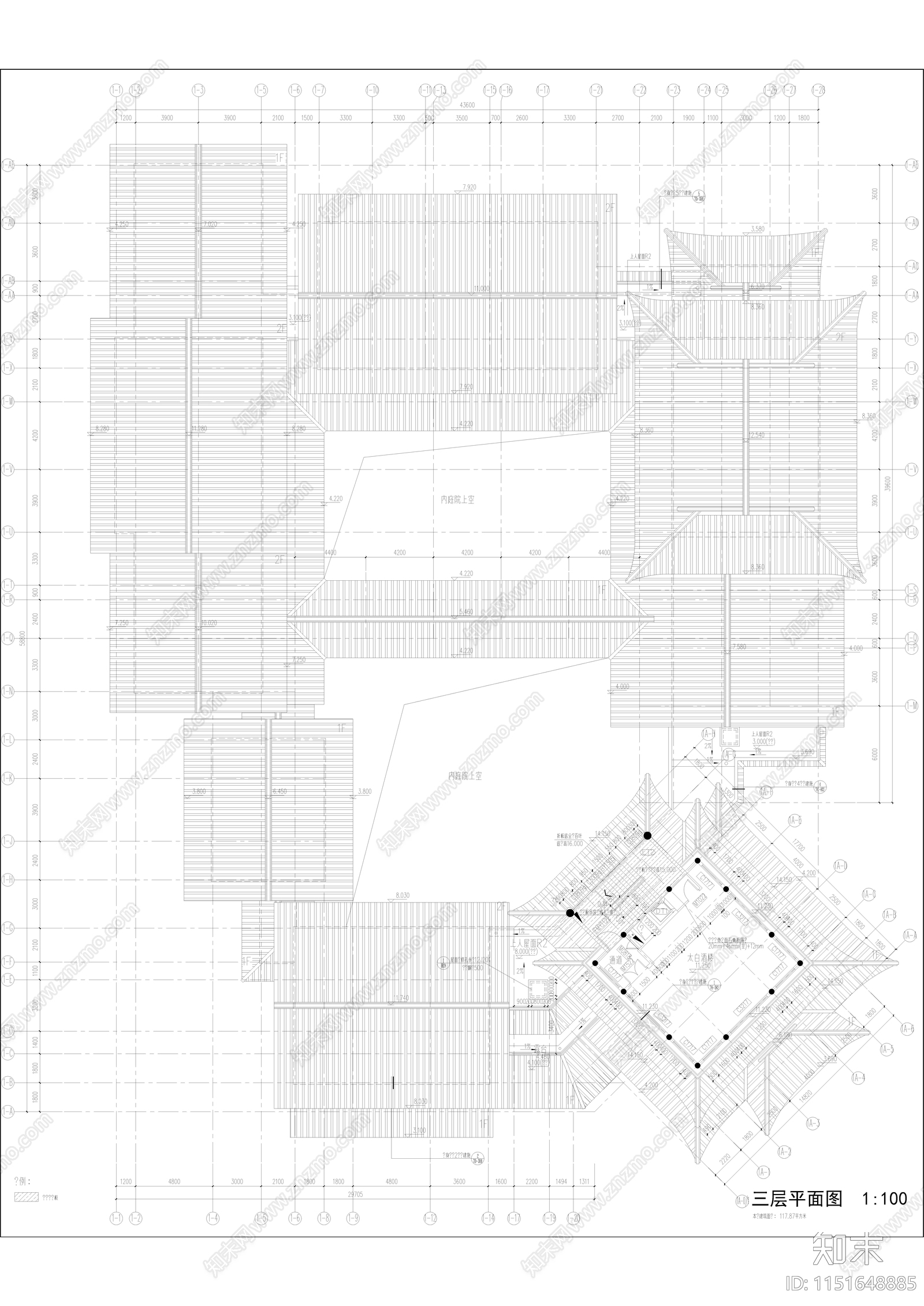 三层古典风格小型影视基地建筑施工图cad施工图下载【ID:1151648885】