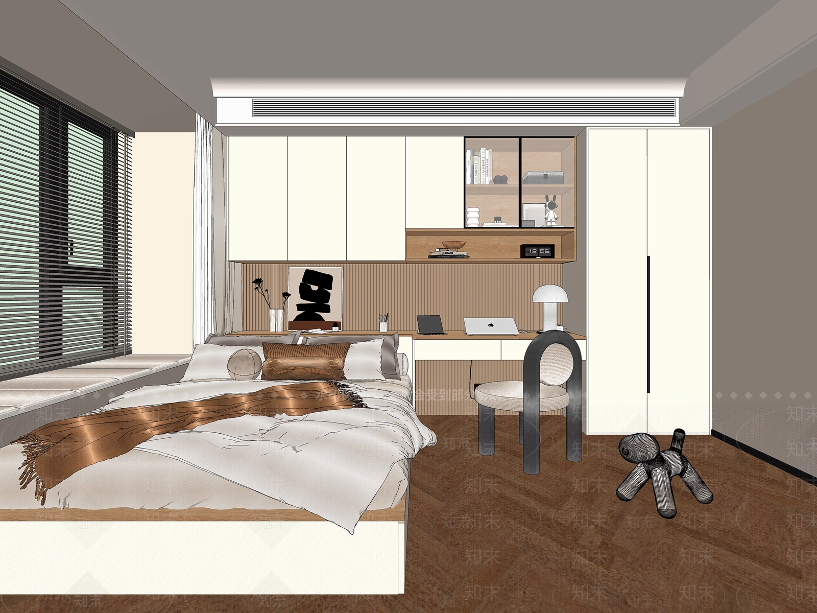 现代榻榻米卧室SU模型下载【ID:1151650059】