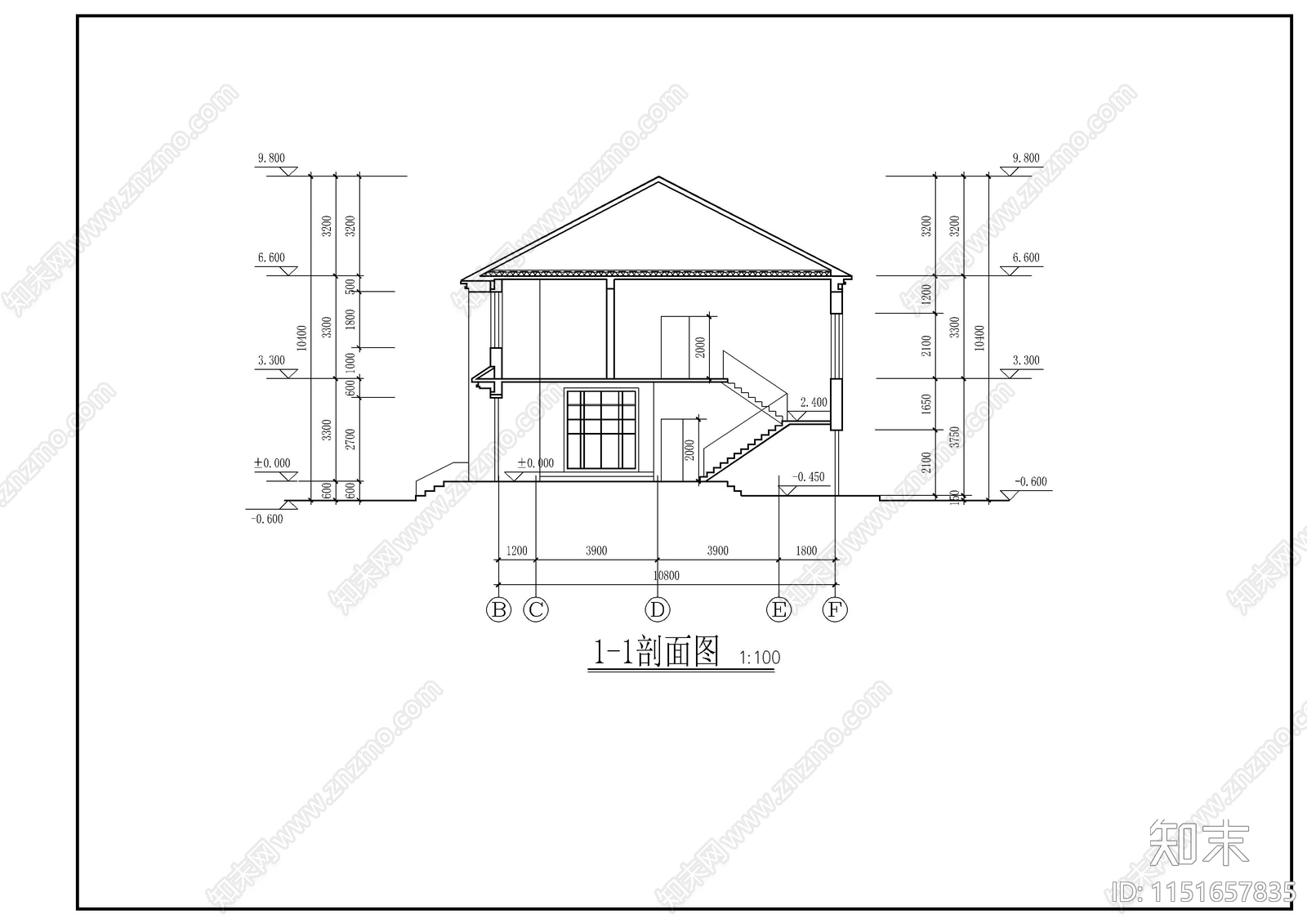 花园别墅建筑cad施工图下载【ID:1151657835】