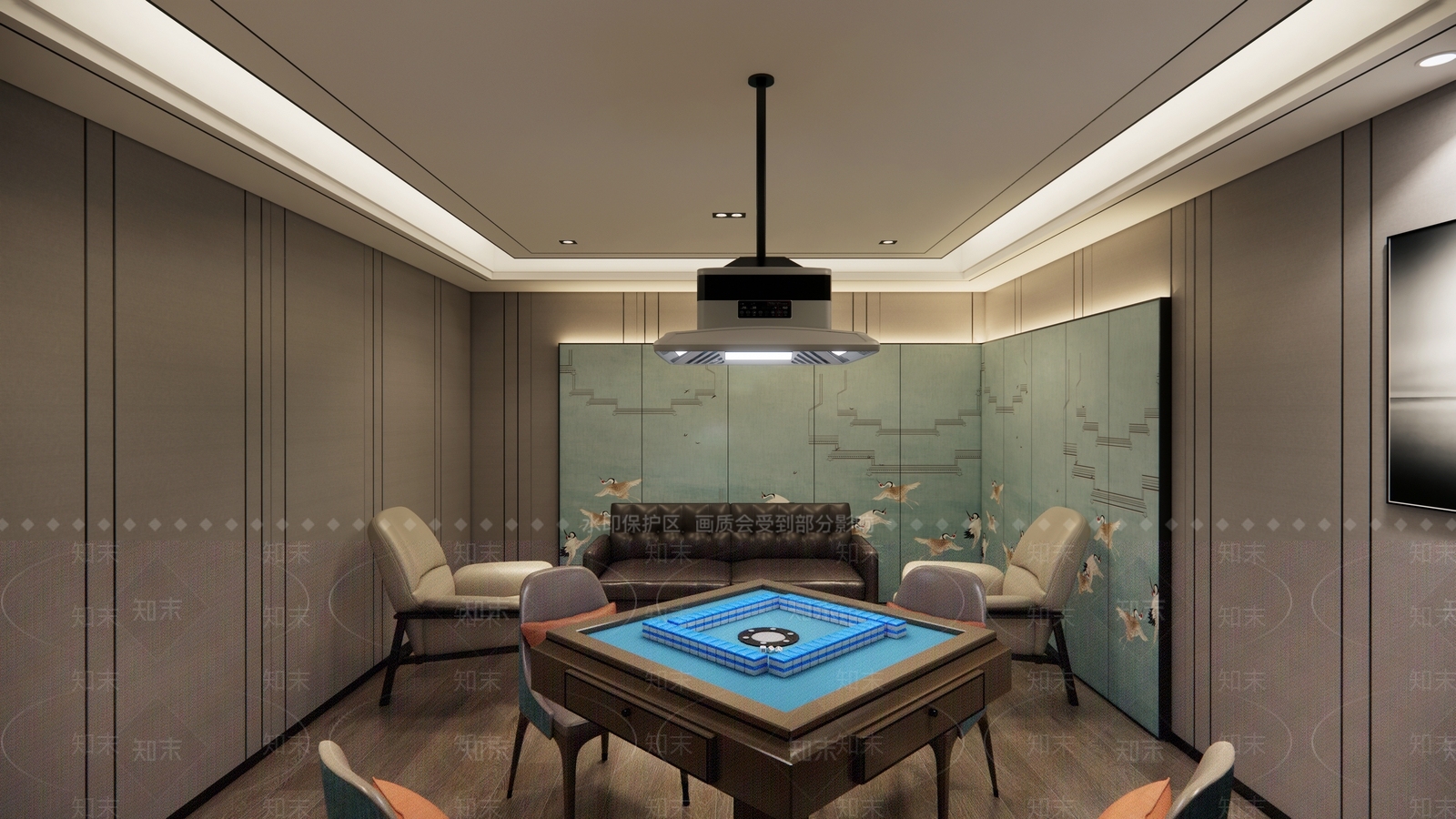 现代风格棋牌室空间SU模型下载【ID:1151658094】