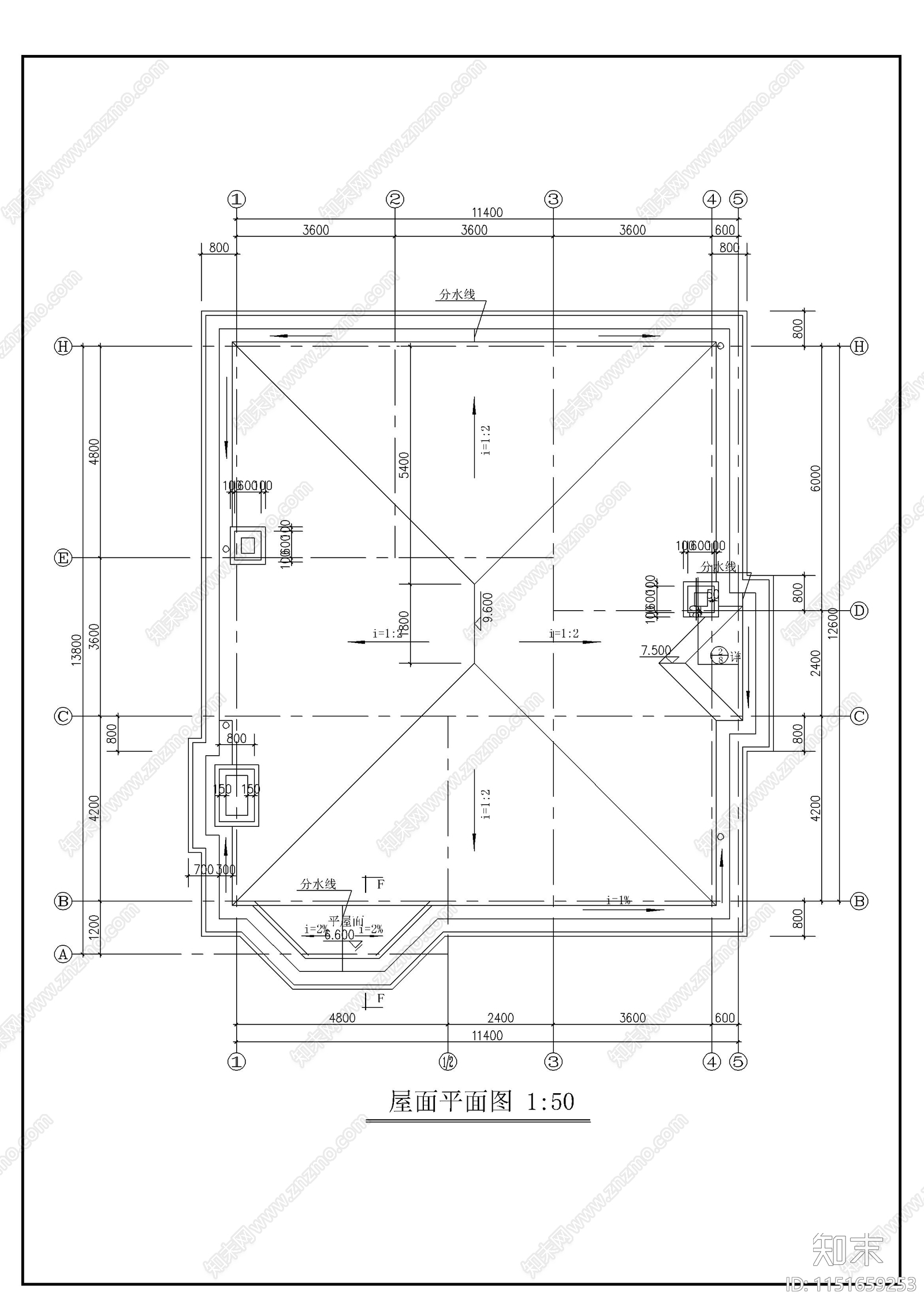 豪华别墅建筑cad施工图下载【ID:1151659253】