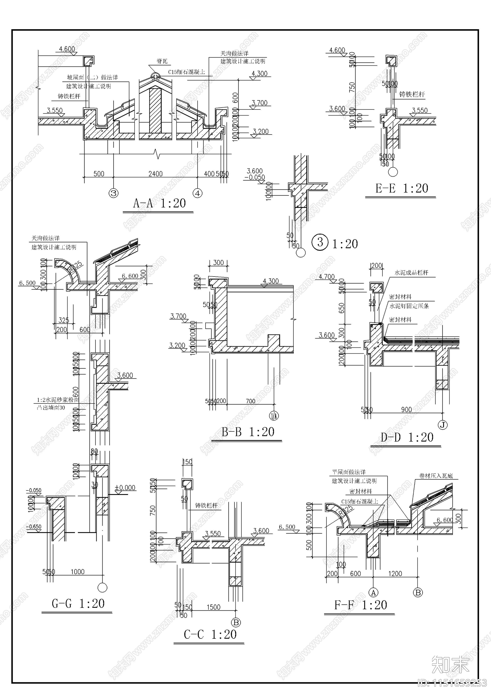 豪华别墅建筑cad施工图下载【ID:1151659253】