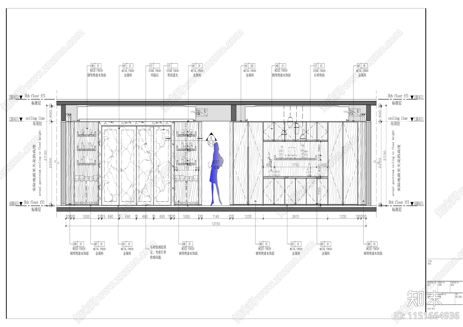 现代轻奢平层室内cad施工图下载【ID:1151664936】