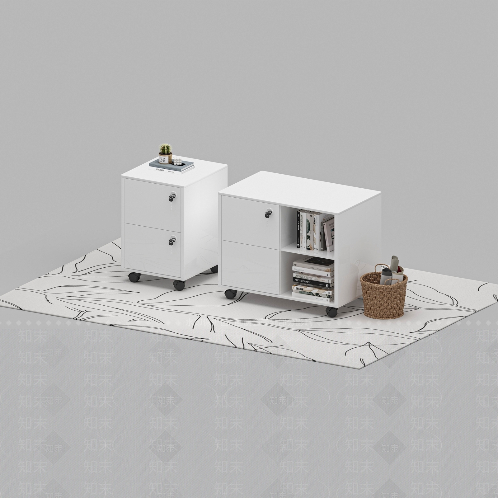 现代书柜3D模型下载【ID:1151670666】