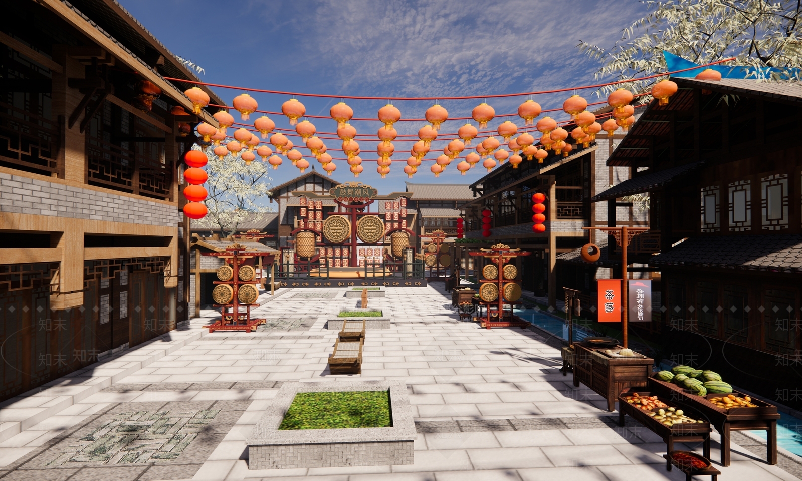 中式古镇商业街区SU模型下载【ID:1151672323】