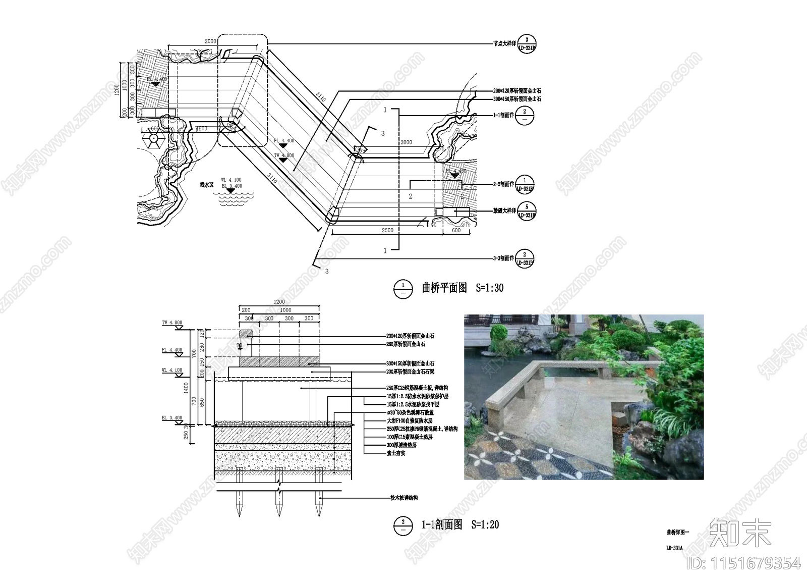 中式折桥cad施工图下载【ID:1151679354】