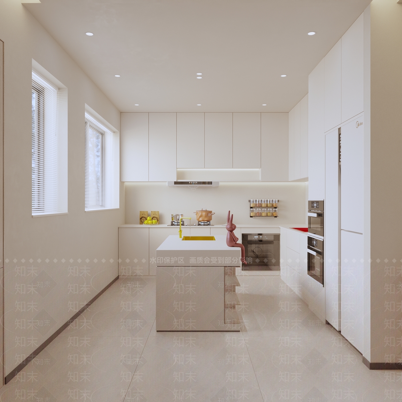 现代奶油风loft客餐厅3D模型下载【ID:1151680582】