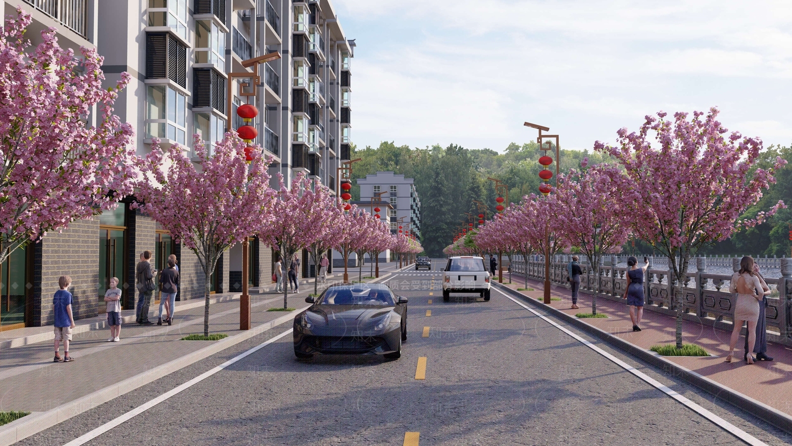 新中式道路SU模型下载【ID:1151680851】