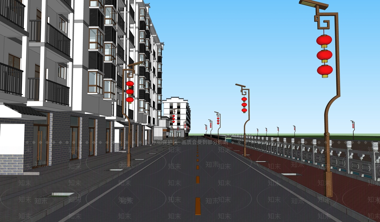 新中式道路SU模型下载【ID:1151680851】