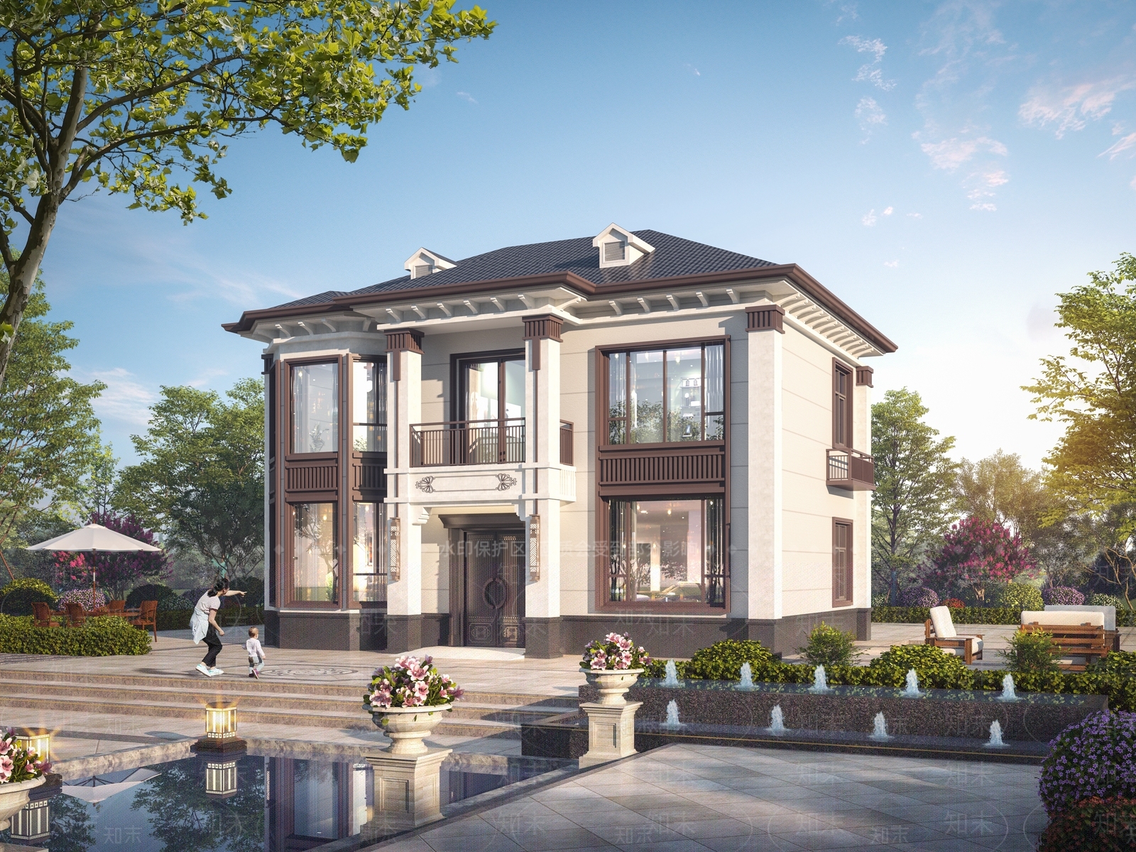 新中式2层别墅SU模型下载【ID:1152585261】