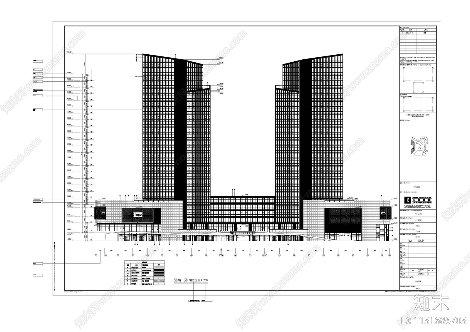 上海一线大院尤安建筑设计综合性公建cad施工图下载【ID:1151686705】