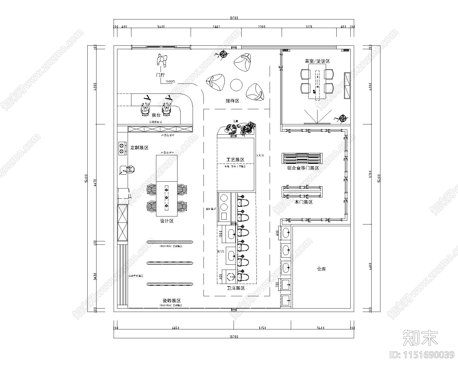 200m²整装公司平面图施工图下载【ID:1151690039】