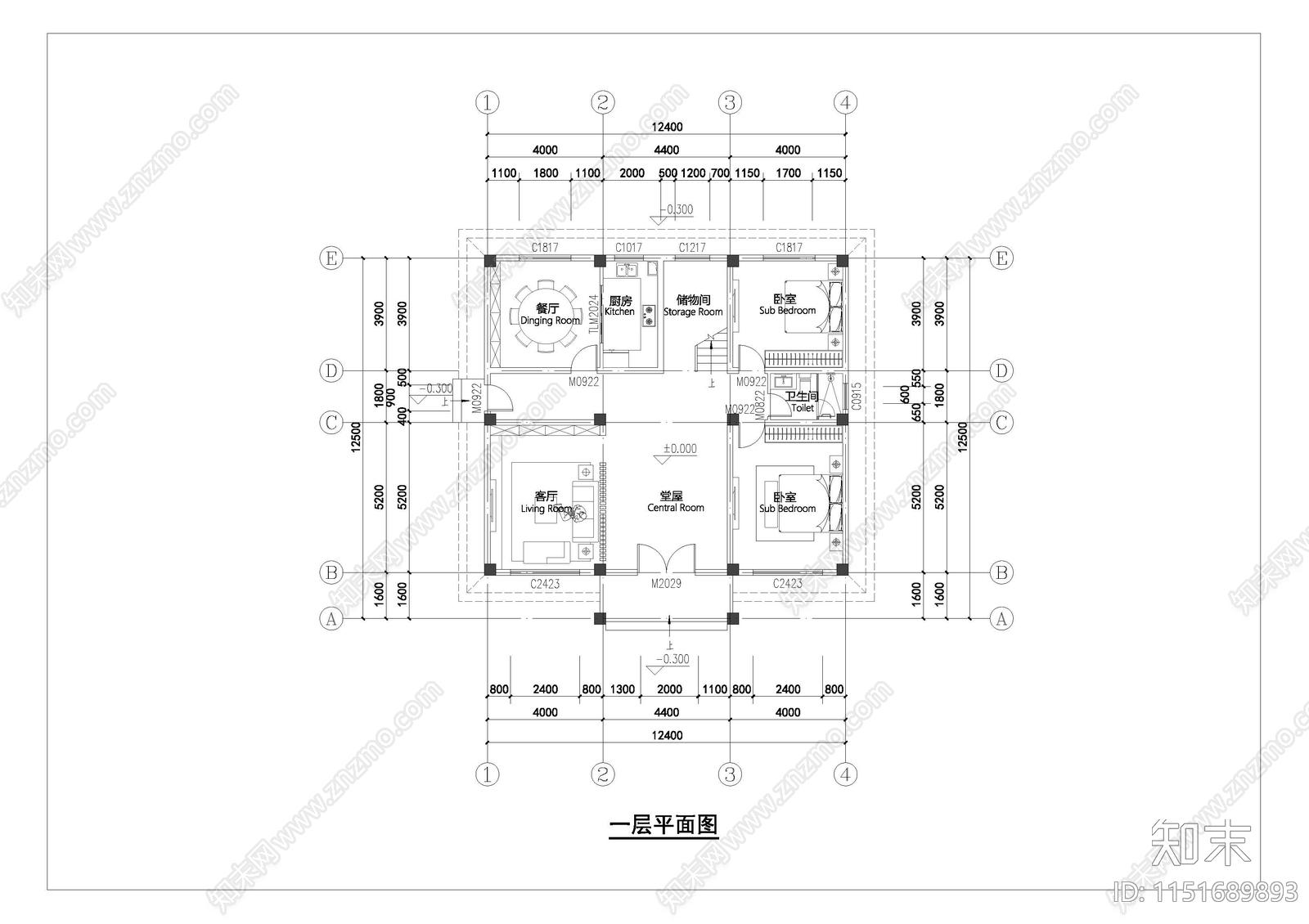 农村自建房别墅平面图施工图下载【ID:1151689893】