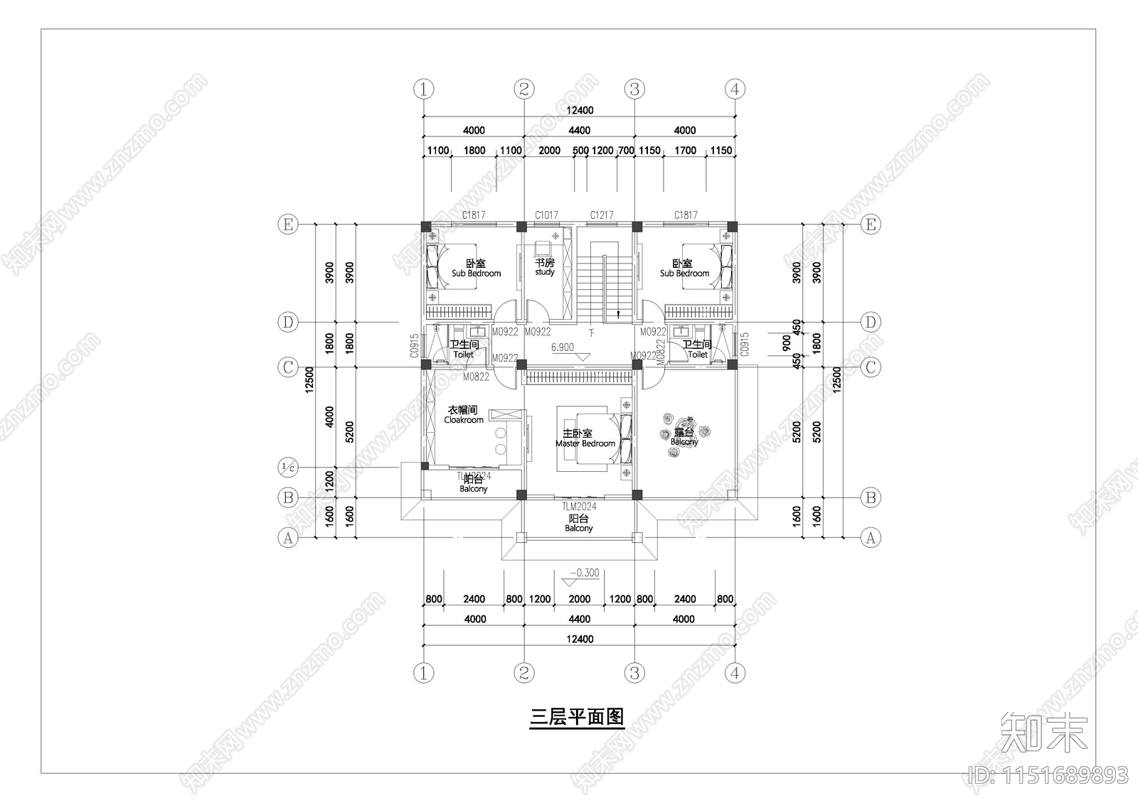 农村自建房别墅平面图施工图下载【ID:1151689893】