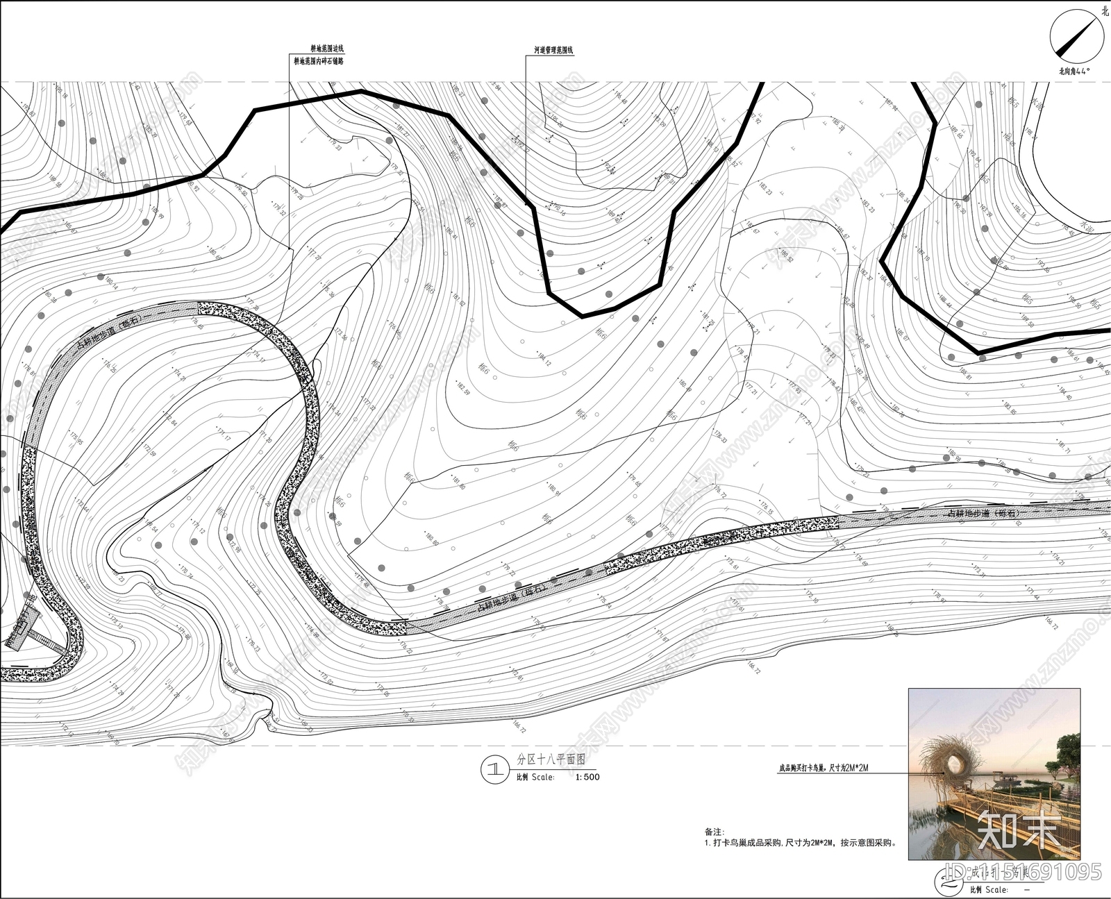登山休闲步道节点平面图施工图下载【ID:1151691095】