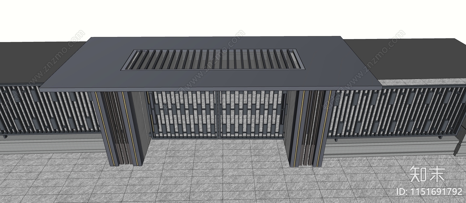 现代小区次入口大门SU模型下载【ID:1151691792】
