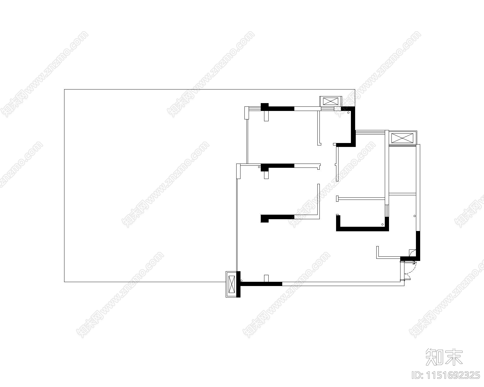 100m²家装庭院住宅平面图cad施工图下载【ID:1151692325】