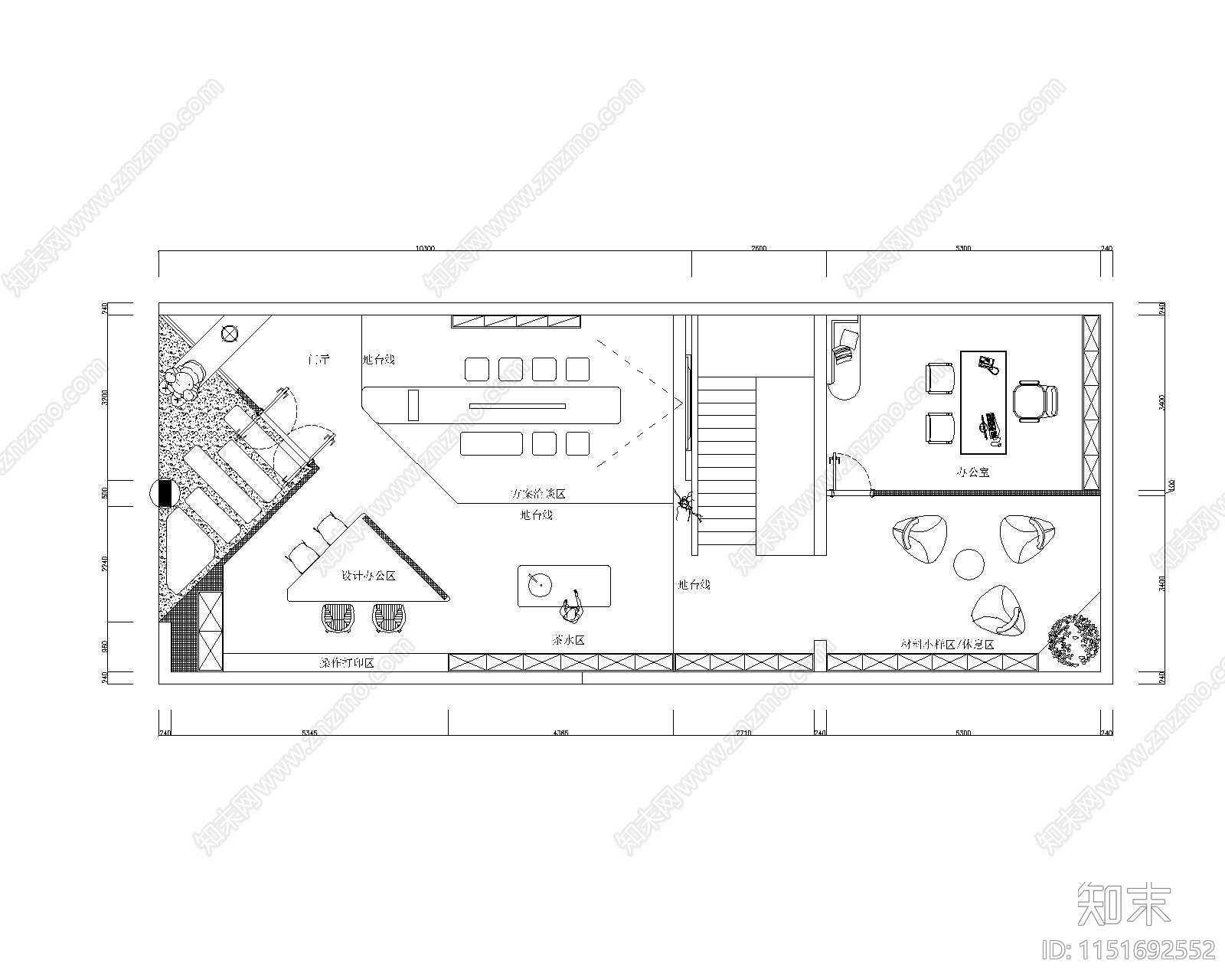 150m²设计工作室平面图cad施工图下载【ID:1151692552】