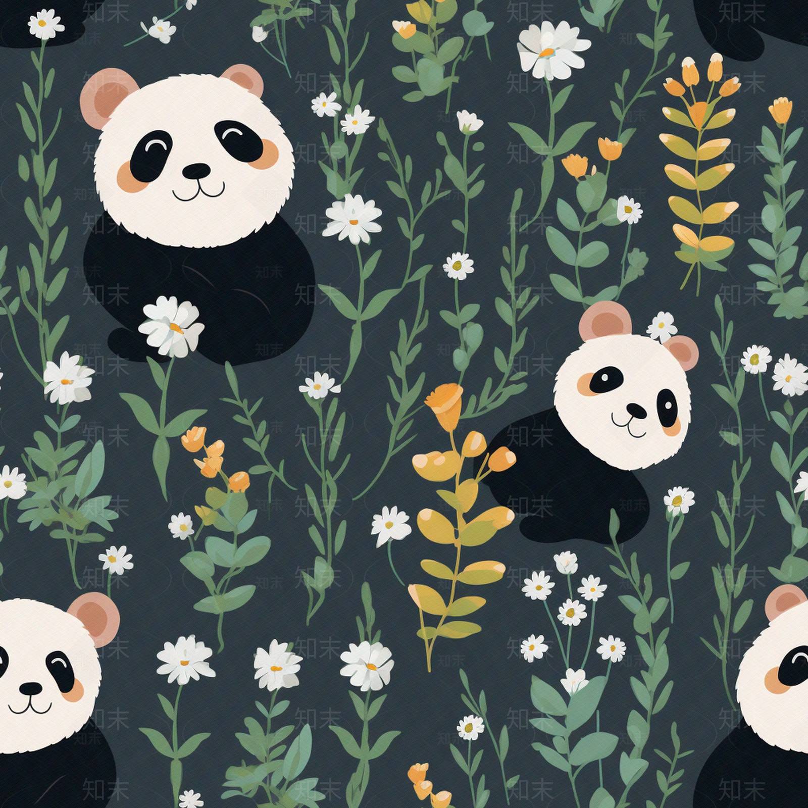 无缝卡通熊猫壁纸贴图下载【ID:1151695153】