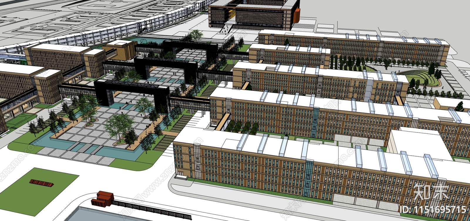 现代校园景观SU模型下载【ID:1151695715】