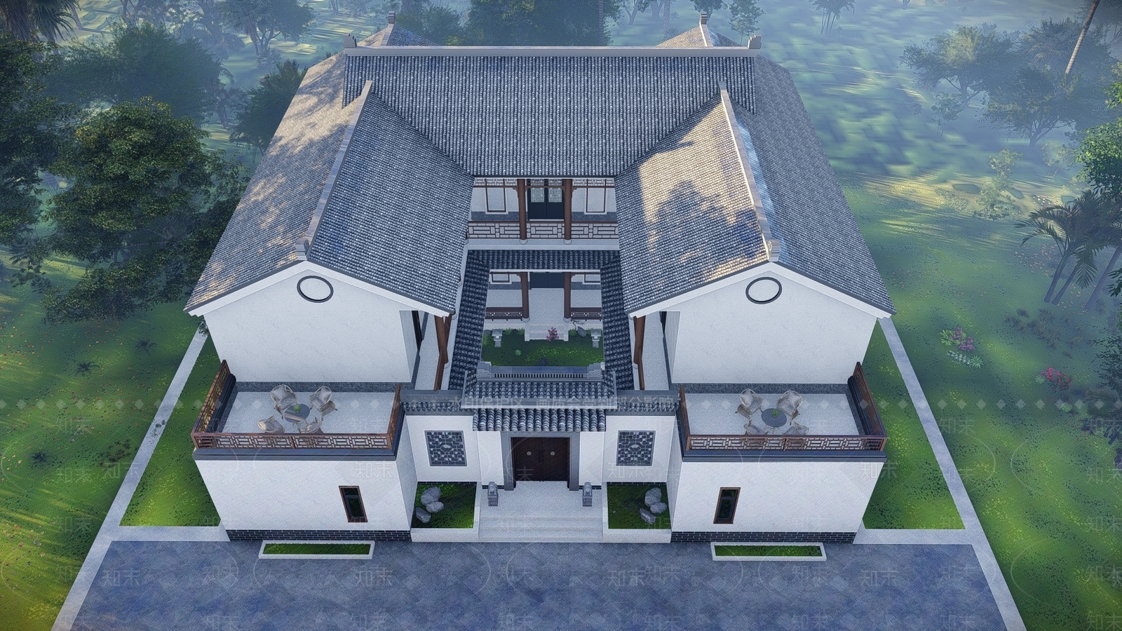 新中式四合院SU模型下载【ID:1151697377】