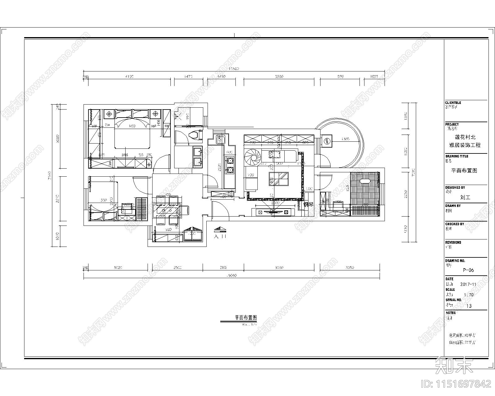 现代室内平层cad施工图下载【ID:1151697842】