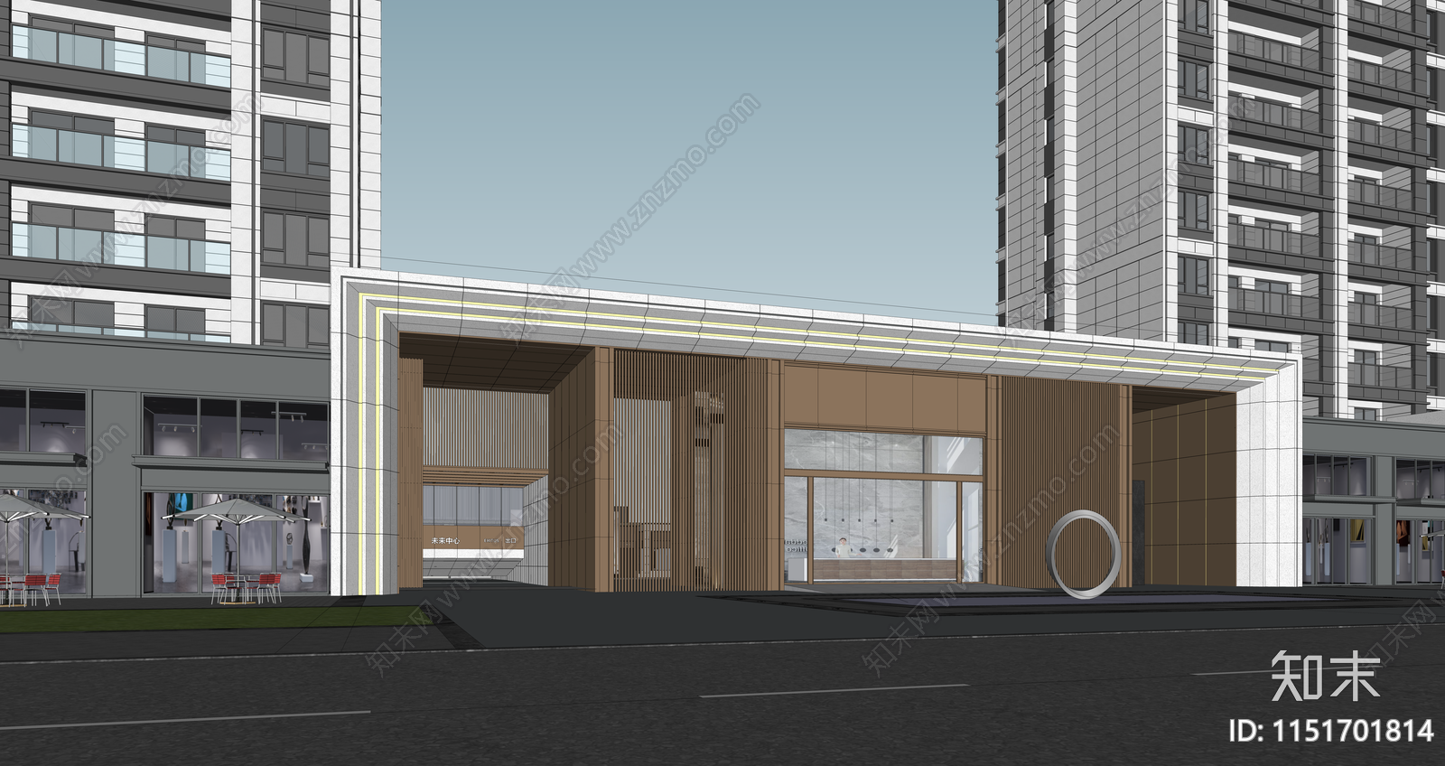 现代小区入口大门SU模型下载【ID:1151701814】