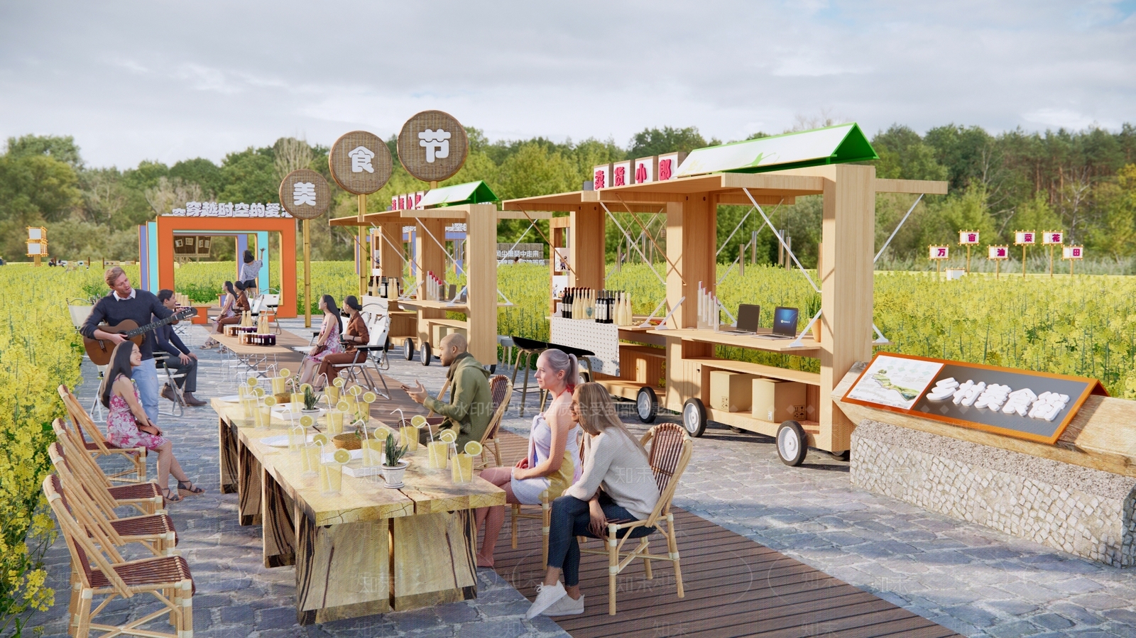 现代乡村集市美食街SU模型下载【ID:1151702340】