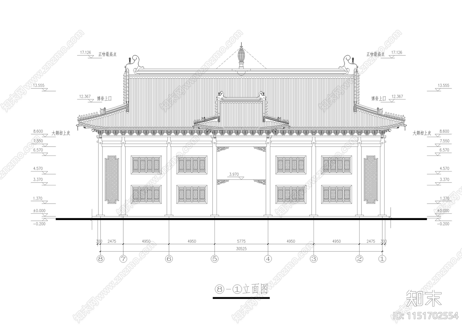 洗心禅寺cad施工图下载【ID:1151702554】