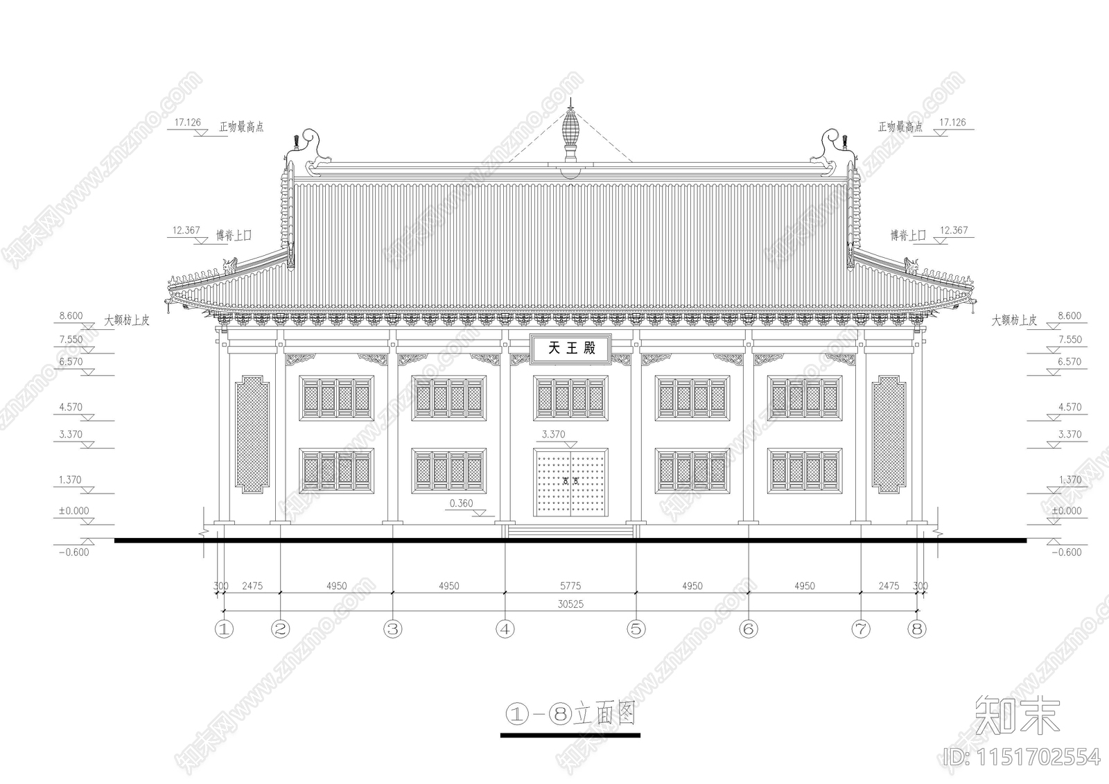 洗心禅寺cad施工图下载【ID:1151702554】