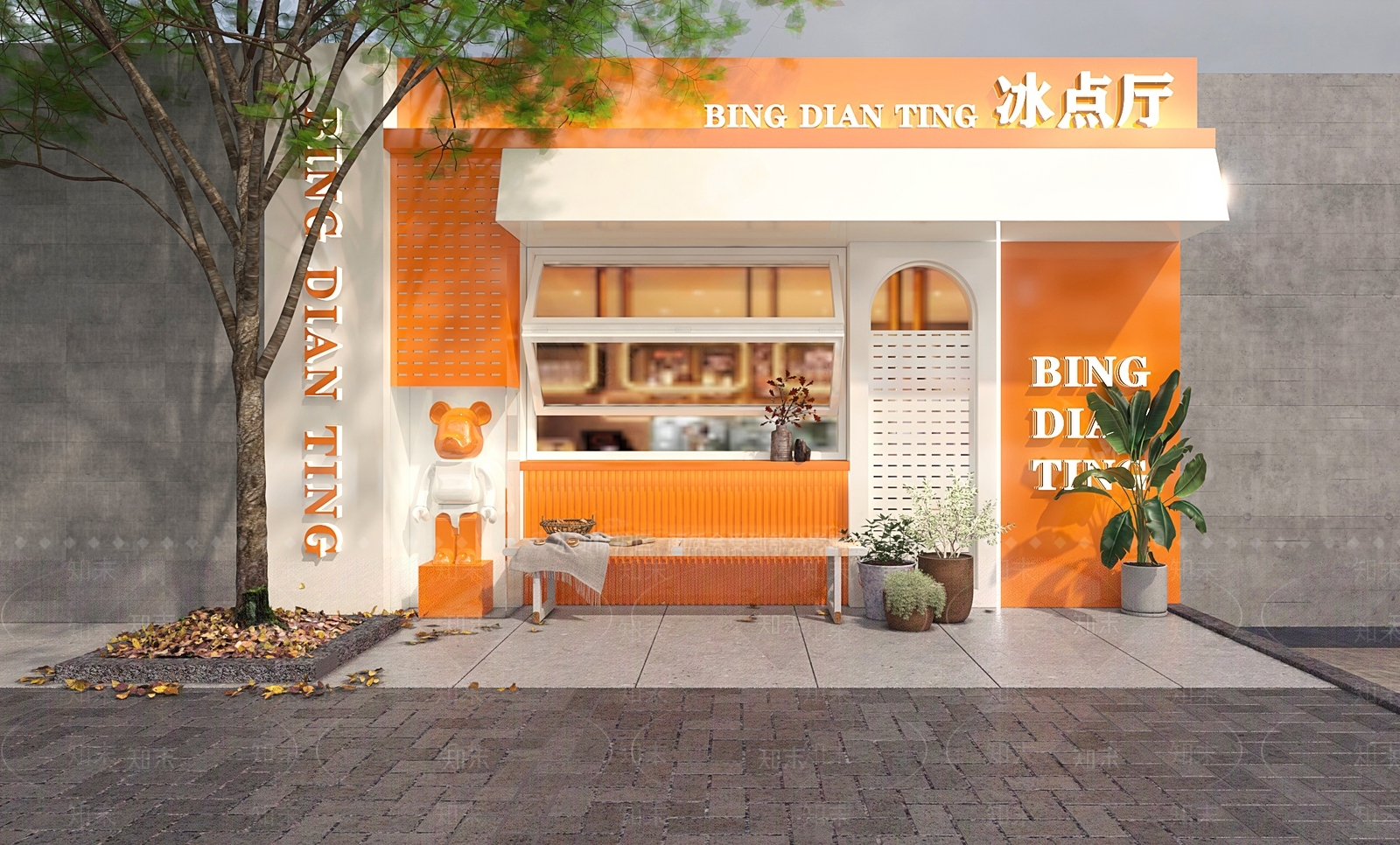 现代奶茶店门头门面3D模型下载【ID:1151703529】
