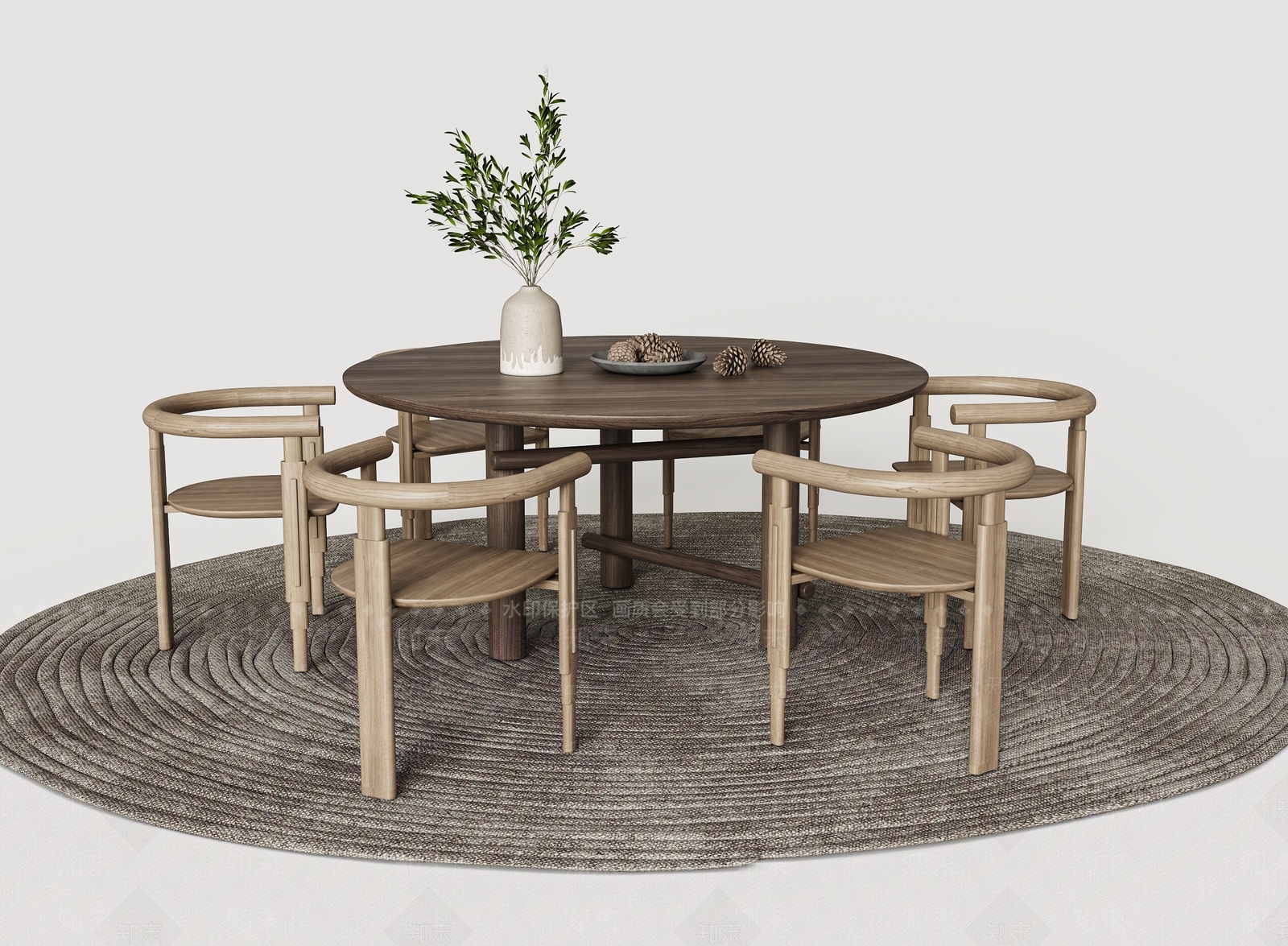 北欧圆餐桌椅组合3D模型下载【ID:1151704711】