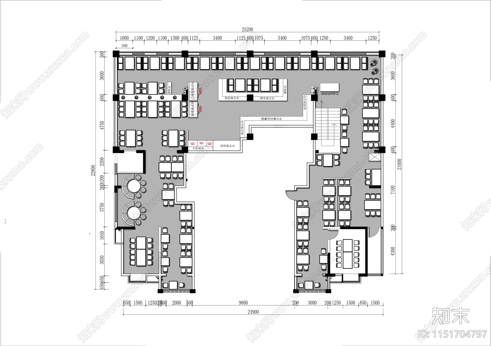 350㎡海鲜酒楼平面图施工图下载【ID:1151704797】